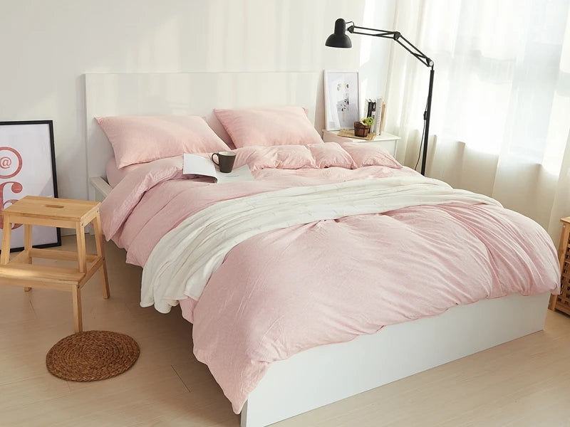 22 colors 3/4 pieces solid color bed sheets set 100% cotton bed linen soft jersey knit bedding set single queen king duvet cover