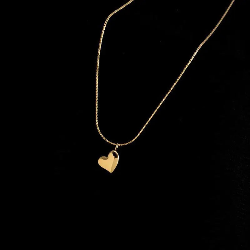 DIEYURO Stainless Steel Love Heart Pendant Necklace For Women 2022 New Trendy Temperament Simple Neck Chain Jewelry Gift Choker