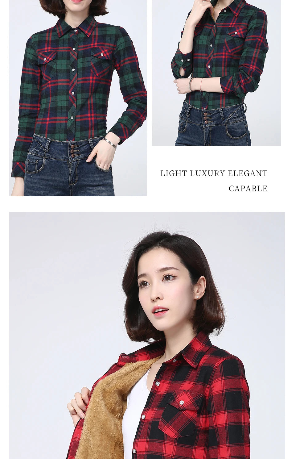 2023 Winter New Plus Thick Women's Warm Plaid Shirt Coat Lady Casual Fleece Velvet Jacket Tops Hot Women Clothes Outerwear