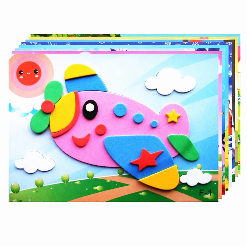 10Pcs 3D EVA Foam Stickers Puzzle Cartoon Animal 20 Styles DIY Handmade Early Learning Educational Toys For Children Kids Gift