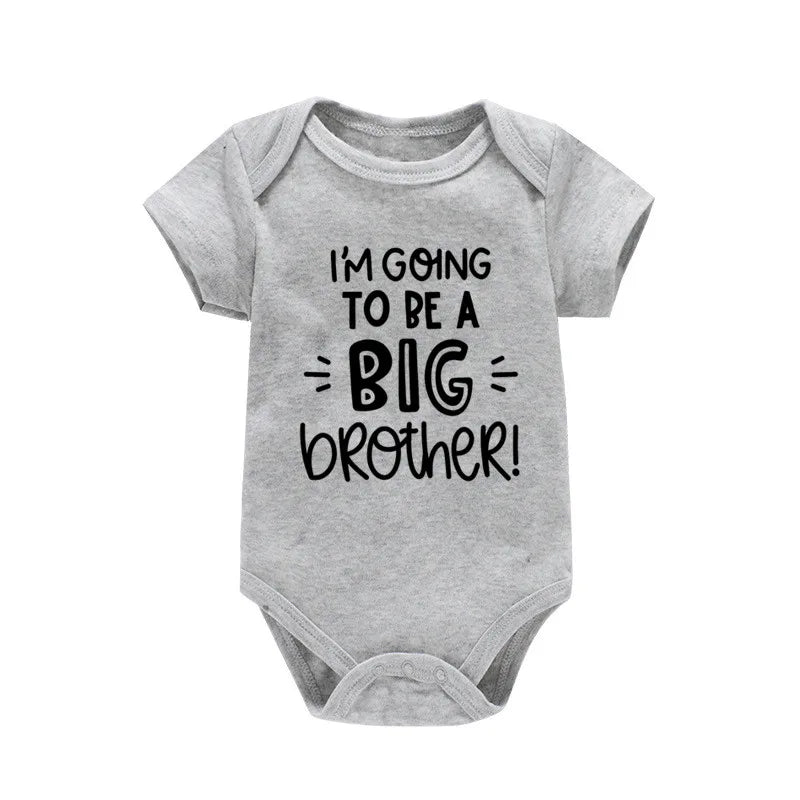 Newborn Infant Baby Boy Bodysuit I'm Going to Be a Big Brother Summer Cotton Jumpsuit Solid Casual Short Sleeve Outfits Romper