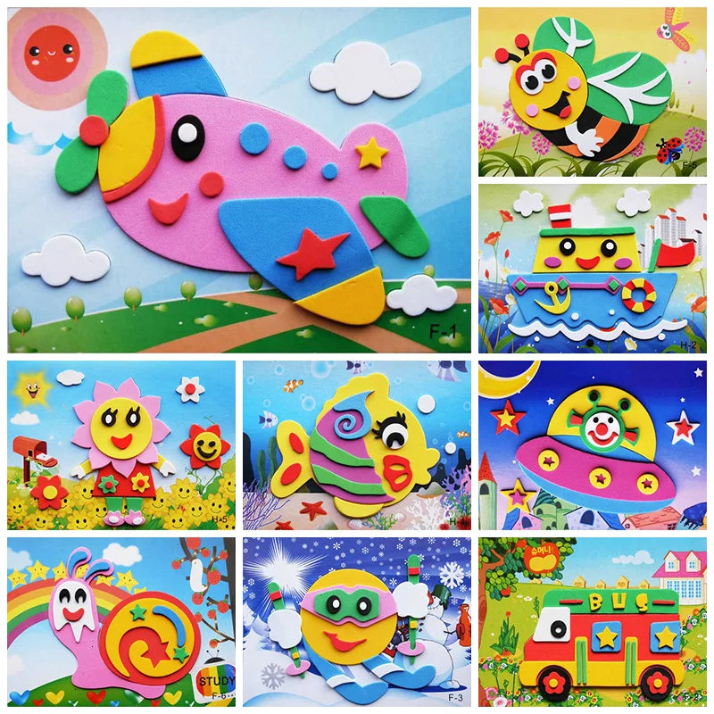 10Pcs 3D EVA Foam Stickers Puzzle Cartoon Animal 20 Styles DIY Handmade Early Learning Educational Toys For Children Kids Gift