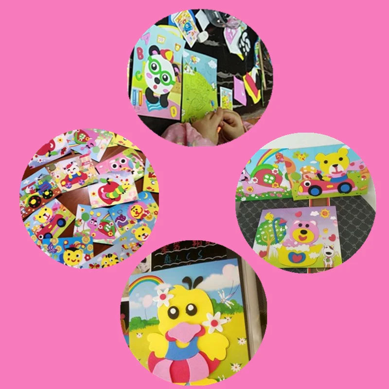 10Pcs DIY Creative Cartoon Animal 3D EVA Foam Sticker Puzzle 20 Style Handmade Early Learning Educational Toys For Children Gift