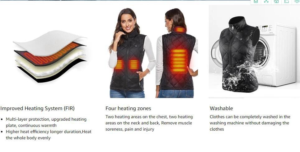 Women Heating Vest Autumn and Winter Cotton Vest USB Infrared Electric Heating suit Women Flexible Thermal Winter Warm Jacket