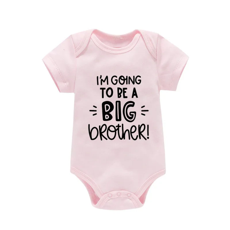 Newborn Infant Baby Boy Bodysuit I'm Going to Be a Big Brother Summer Cotton Jumpsuit Solid Casual Short Sleeve Outfits Romper