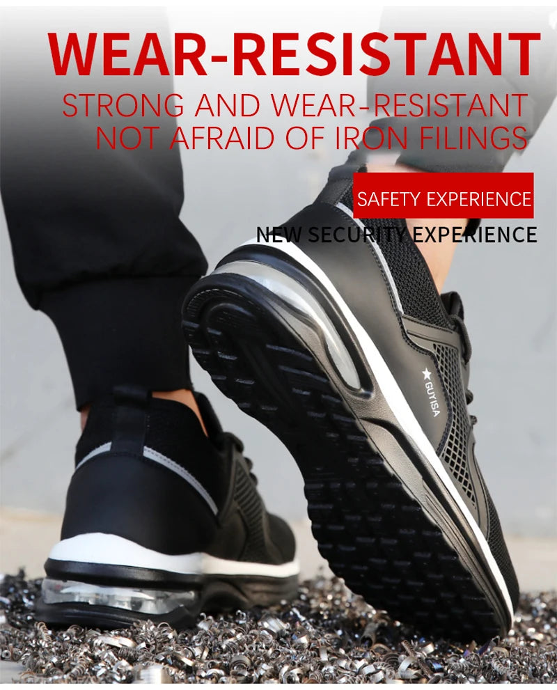 Air cushion Work Safety Shoes Men Steel Toe Shoes Breathable Puncture-Proof Work Sneakers Indestructible Work Safety Boots Male