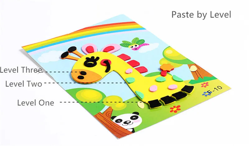 10Pcs 3D EVA Foam Stickers Puzzle Cartoon Animal 20 Styles DIY Handmade Early Learning Educational Toys For Children Kids Gift