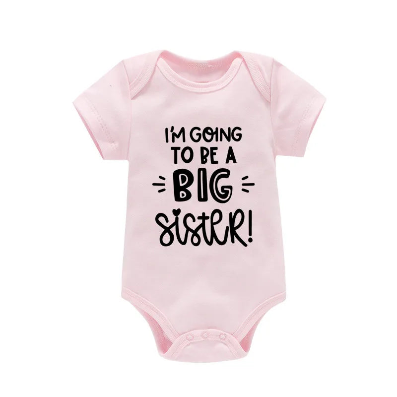 Newborn Infant Baby Boy Bodysuit I'm Going to Be a Big Brother Summer Cotton Jumpsuit Solid Casual Short Sleeve Outfits Romper