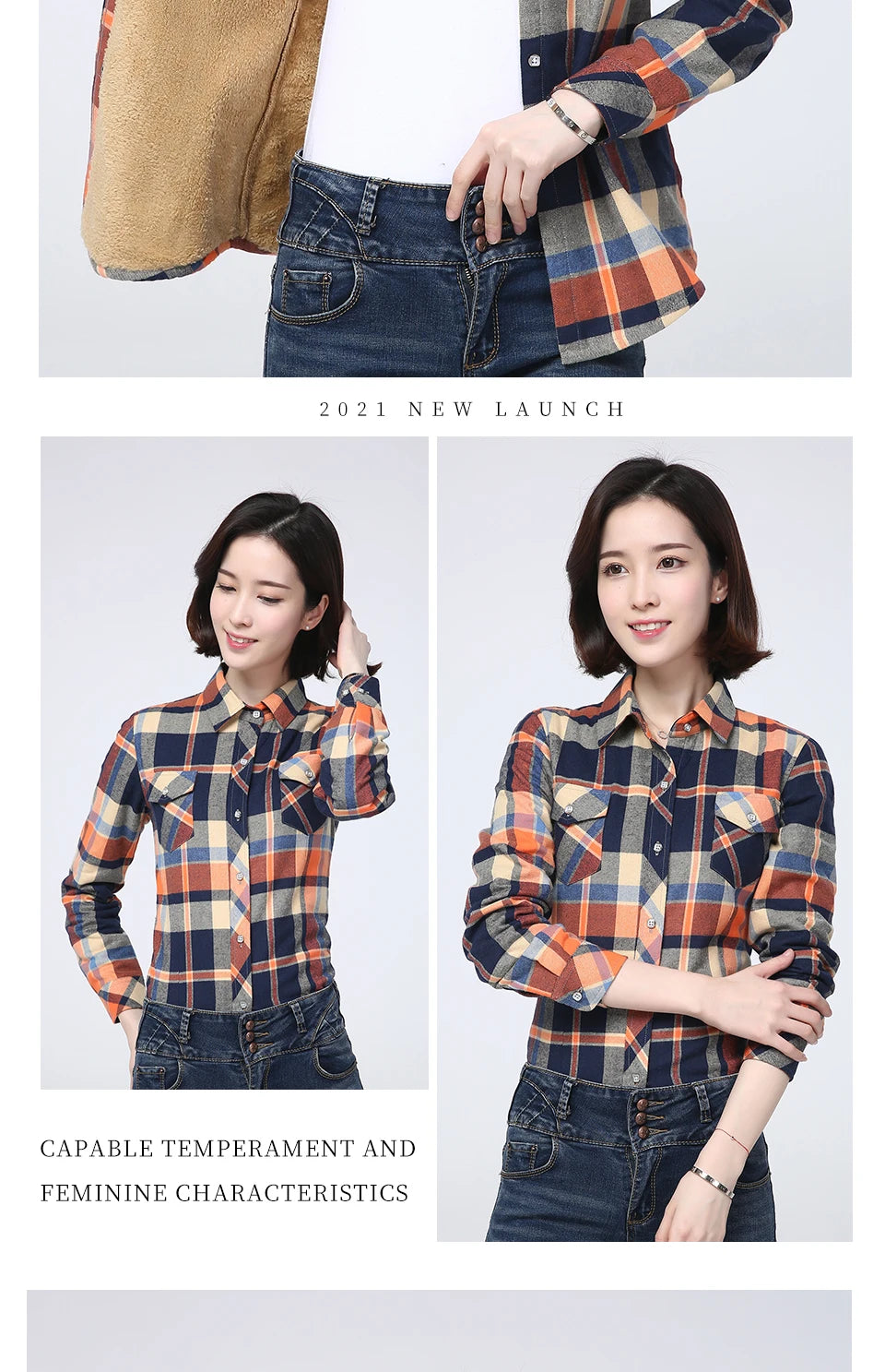 2023 Winter New Plus Thick Women's Warm Plaid Shirt Coat Lady Casual Fleece Velvet Jacket Tops Hot Women Clothes Outerwear