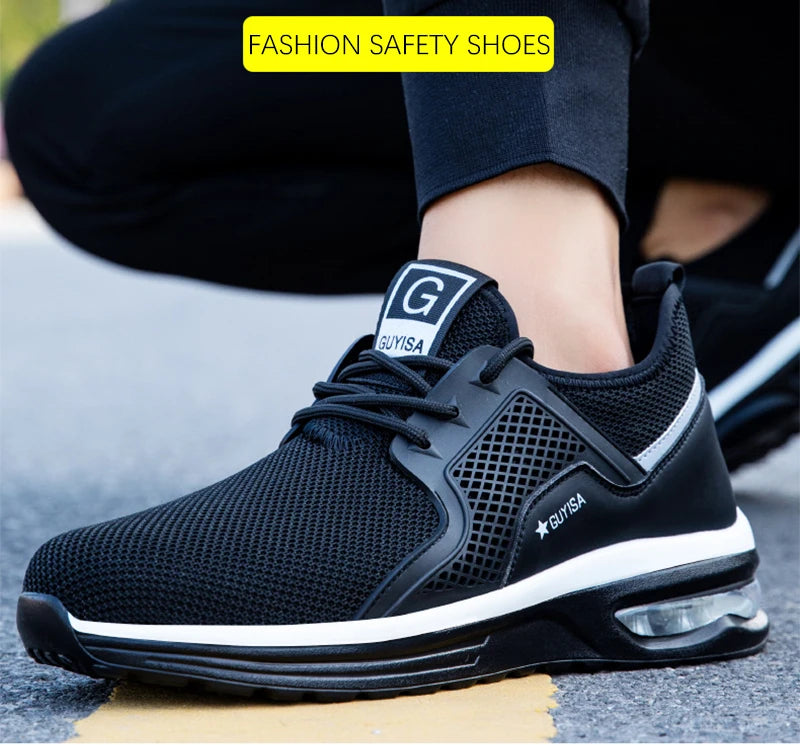 Air cushion Work Safety Shoes Men Steel Toe Shoes Breathable Puncture-Proof Work Sneakers Indestructible Work Safety Boots Male