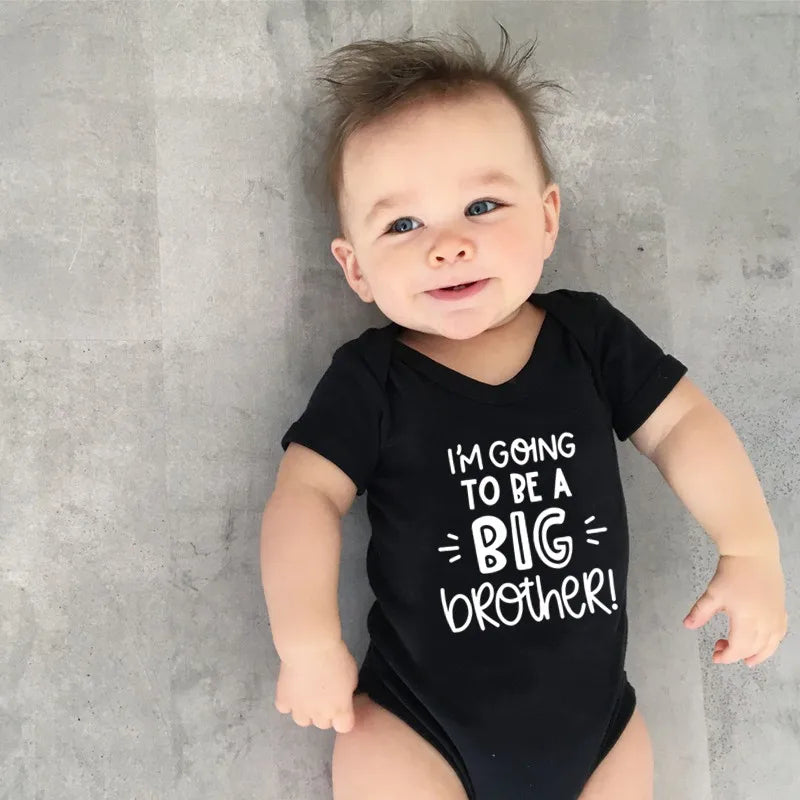 Newborn Infant Baby Boy Bodysuit I'm Going to Be a Big Brother Summer Cotton Jumpsuit Solid Casual Short Sleeve Outfits Romper