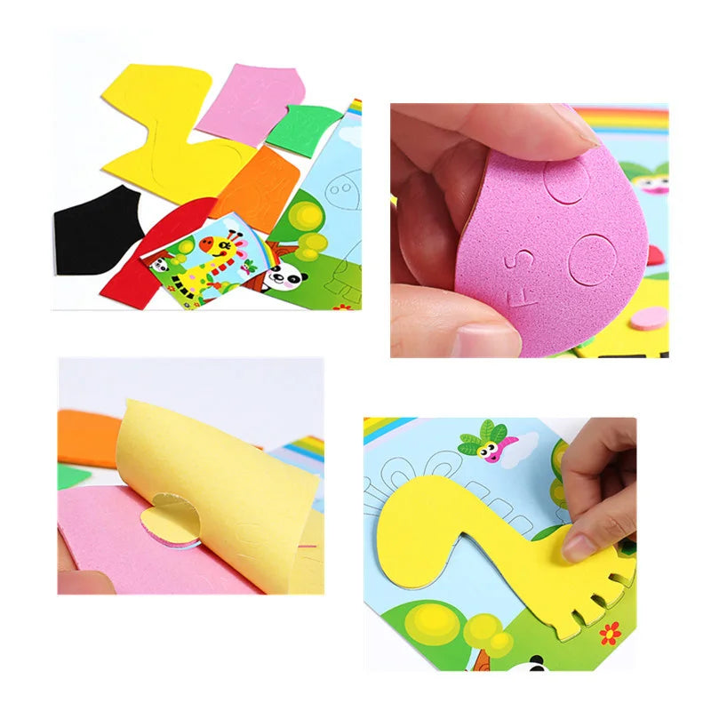 10Pcs DIY Creative Cartoon Animal 3D EVA Foam Sticker Puzzle 20 Style Handmade Early Learning Educational Toys For Children Gift