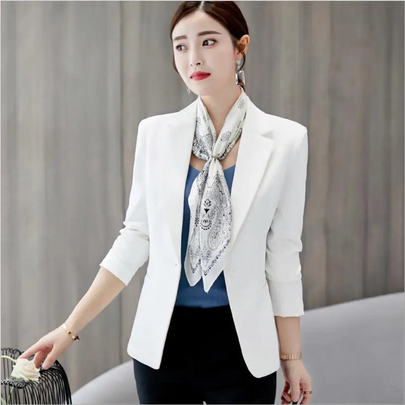 Women's Blazer 2022 Red Long Sleeve Blazers Pockets Jackets Coat Slim Office Lady Jacket Female Tops Suit Blazer Femme Jackets