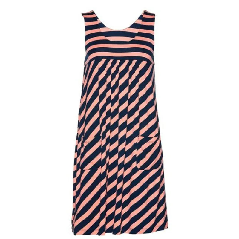 Fashion striped dress  summer dress  loose simple sleeveless dress women's clothing