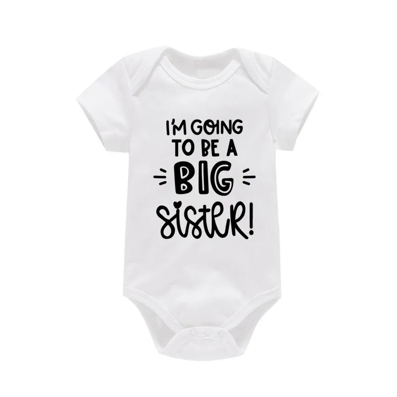 Newborn Infant Baby Boy Bodysuit I'm Going to Be a Big Brother Summer Cotton Jumpsuit Solid Casual Short Sleeve Outfits Romper