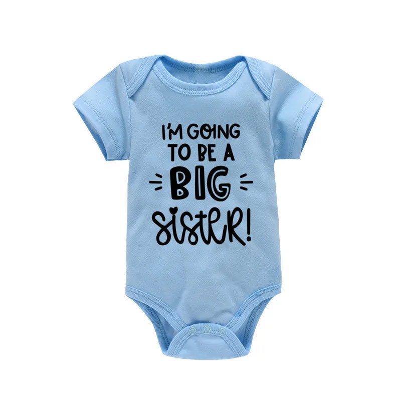 Newborn Infant Baby Boy Bodysuit I'm Going to Be a Big Brother Summer Cotton Jumpsuit Solid Casual Short Sleeve Outfits Romper