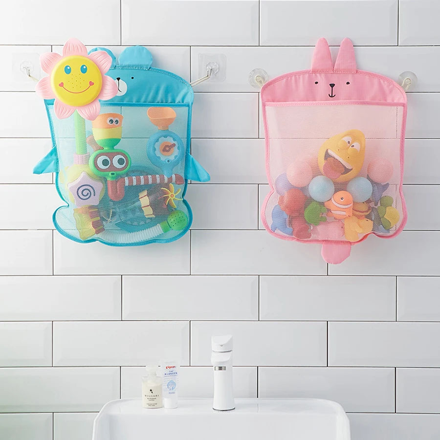 Dinosaur Animal Baby Bath Toys Organizer Kids Tidy Storage Suction Bathroom Bathtub Doll Hanging Bag Basket Mesh Bag Water Toys