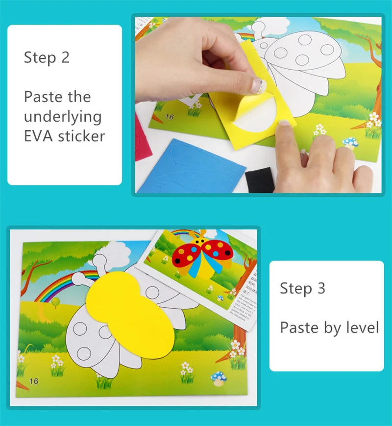 10Pcs DIY Creative Cartoon Animal 3D EVA Foam Sticker Puzzle 20 Style Handmade Early Learning Educational Toys For Children Gift