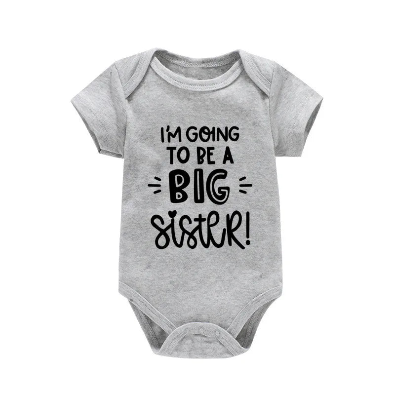 Newborn Infant Baby Boy Bodysuit I'm Going to Be a Big Brother Summer Cotton Jumpsuit Solid Casual Short Sleeve Outfits Romper