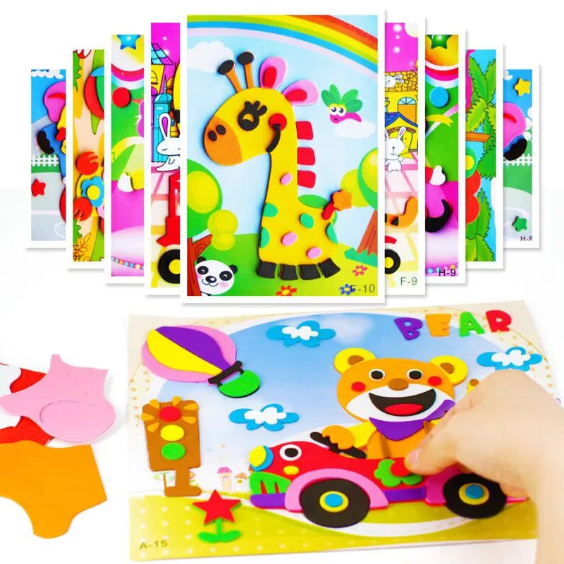 10Pcs 3D EVA Foam Stickers Puzzle Cartoon Animal 20 Styles DIY Handmade Early Learning Educational Toys For Children Kids Gift