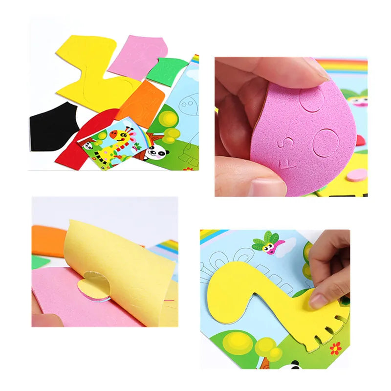 10Pcs 3D EVA Foam Stickers Puzzle Cartoon Animal 20 Styles DIY Handmade Early Learning Educational Toys For Children Kids Gift