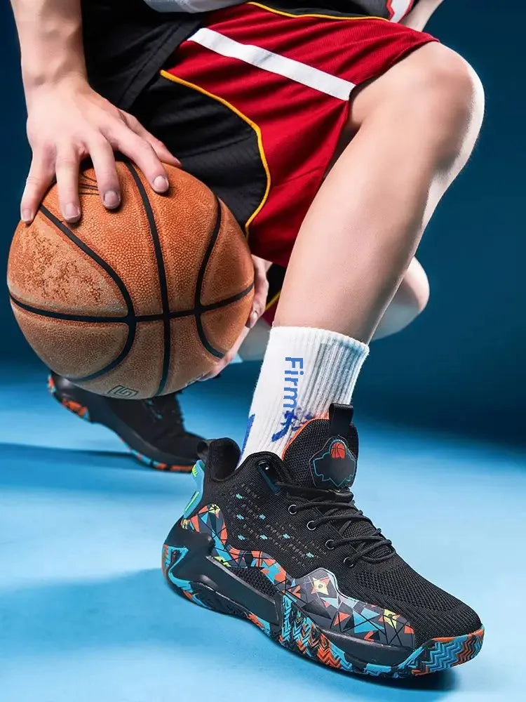 2023 New Men's Basketball Shoes Breathable High Elasticity Blue Ball Shoes Sports Shoes Men High Top Casual Knitwear