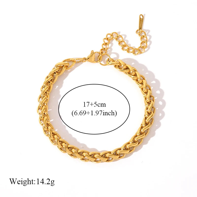 EILIECK 316L Stainless Steel Twisted Bracelet Bangles For Women Trendy 18K Gold Plated Wrist Chain Waterproof Jewelry Gift Party