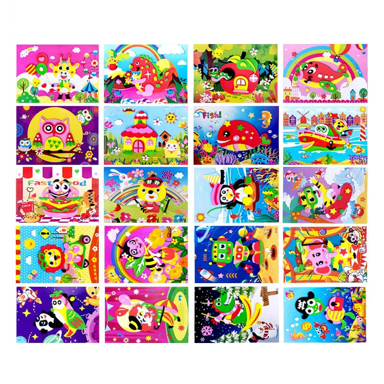 5/10/20Pcs/lot Kids DIY 3D EVA Foam Sticker Cartoon Animal Multi-patterns Styles Puzzles Game Art Craft Early Educational Toys