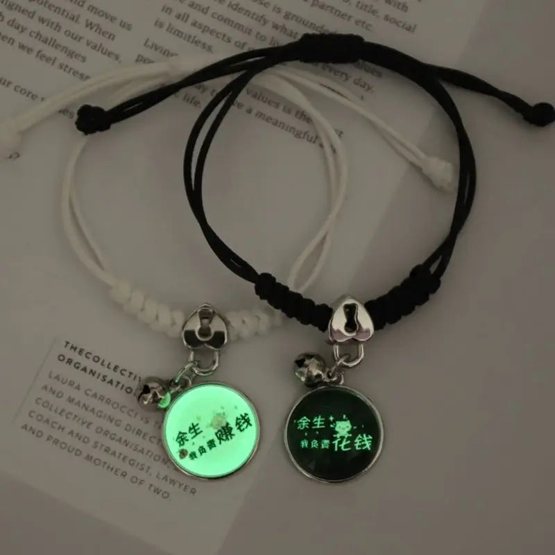 2PC/Set Romantic Luminous Charm Couple Bracelets For Women Fashion Stars Cat Pendant Bracelets Friendship Gift Jewelry Wholesale