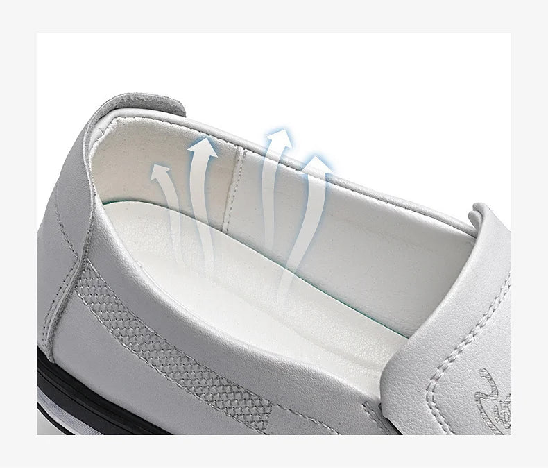 2024 Spring and Autumn Men's English Leather Shoes Men's White Leather Shoes Cover Feet Men's Shoes Autumn Men's Casual