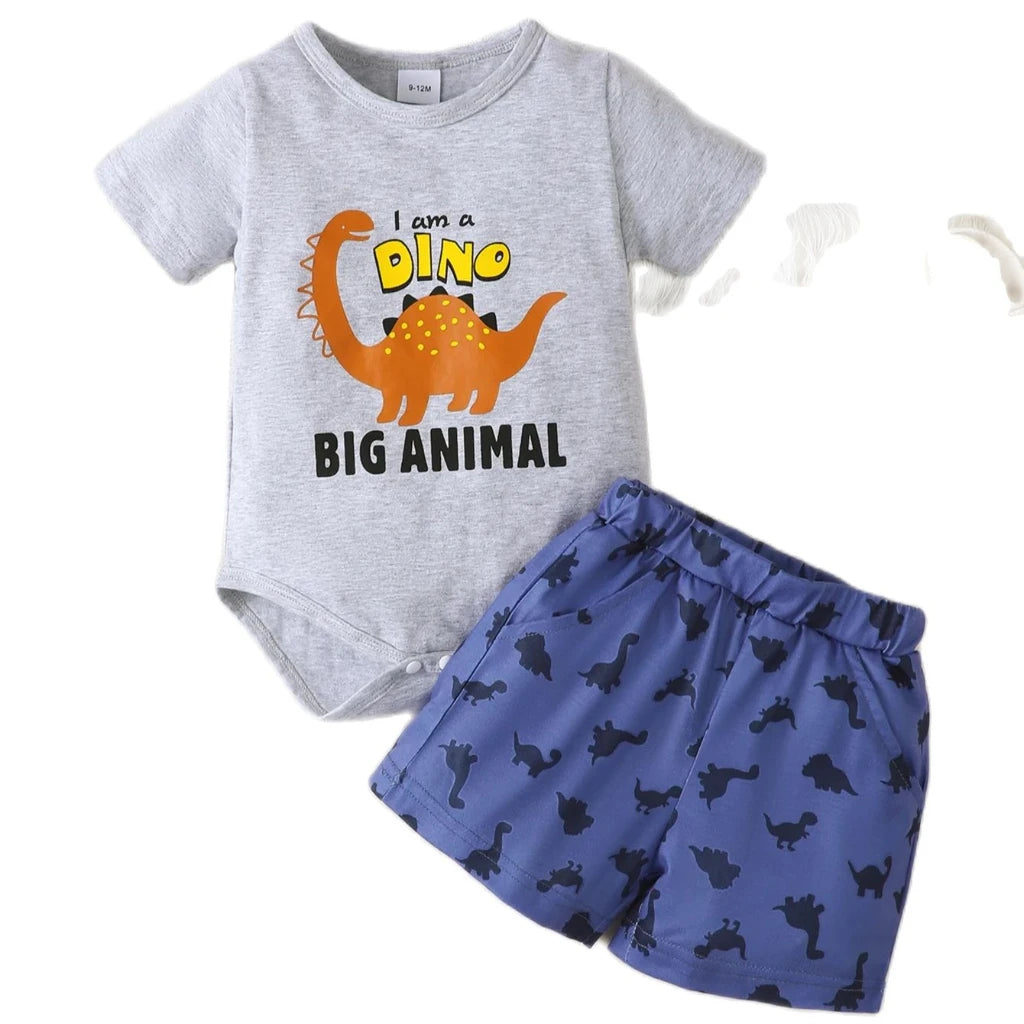 2CPS Summer Baby Boy Clothes Set Cartoon Lion Short Sleeved Bodysuit+Shorts Leisure Home Clothing for Infant Boy 3-18 Months