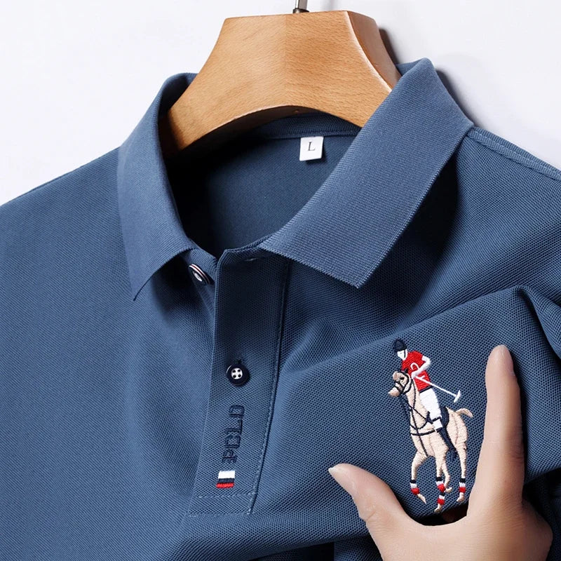 Men's Summer Embroidered Casual Fashion Short Sleeve POLO Shirt Comfortable Top