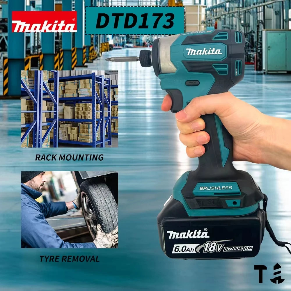 Makita DTD173 18V Cordless Impact Driver 180N·m Brushless Drill for Wood Bolts