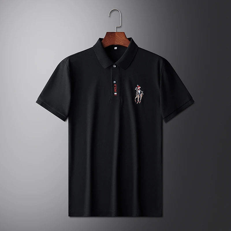 Men's Summer Embroidered Casual Fashion Short Sleeve POLO Shirt Comfortable Top