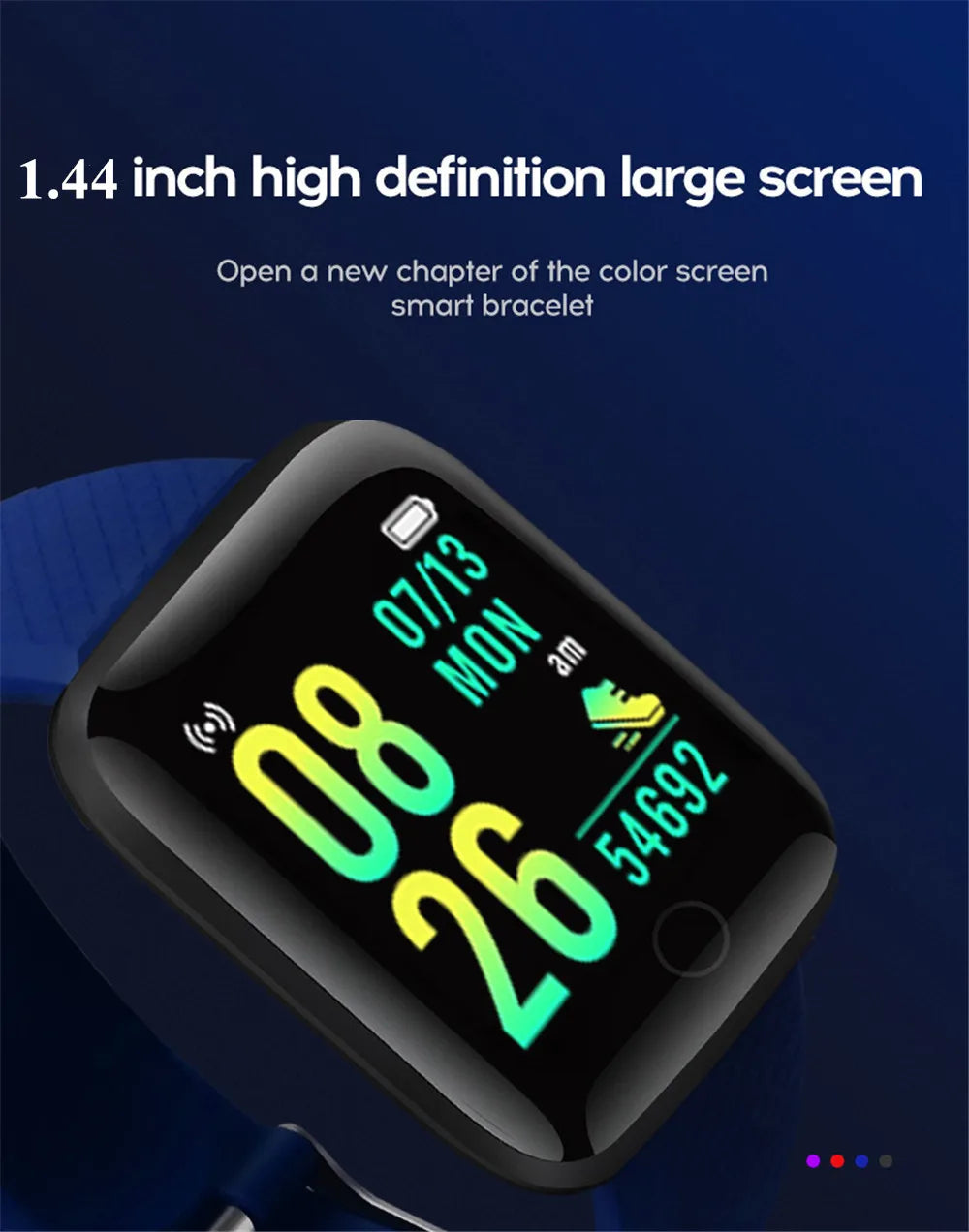 Multifunction Smart Watch D13 - Message, Music, Steps, Calories, Alarm for All Ages