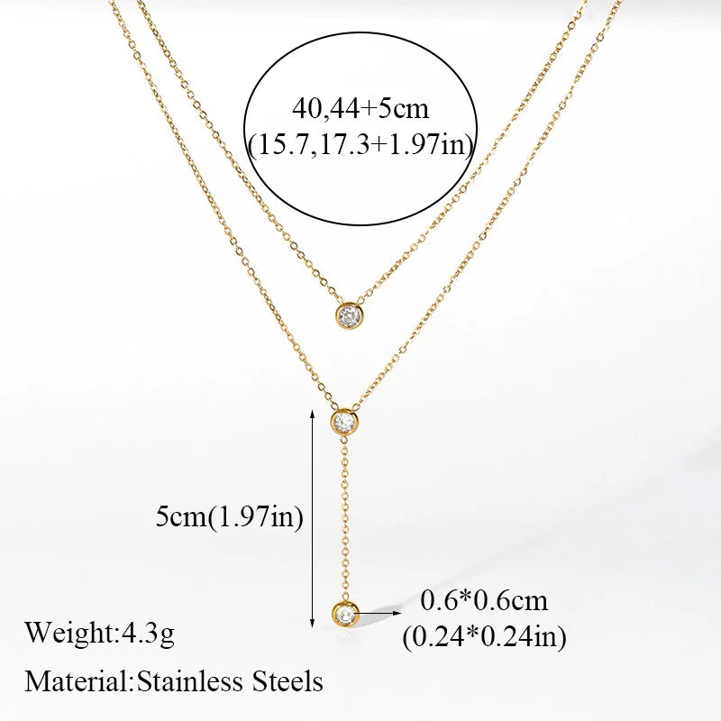 GANEMLY 316L Stainless Steel Water Drop Pendant Necklace For Women Trendy Drawstring Neck Chain 18K Gold Plated Jewelry Gift