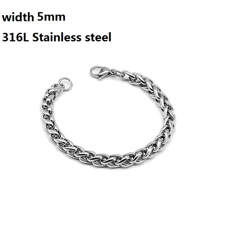 316L Stainless Steel Cuban Chain Bracelet for Men Women Figaro  Vintage Metal Viking Kpop Pulseras Emo Cute Luxury Jewelry Gift