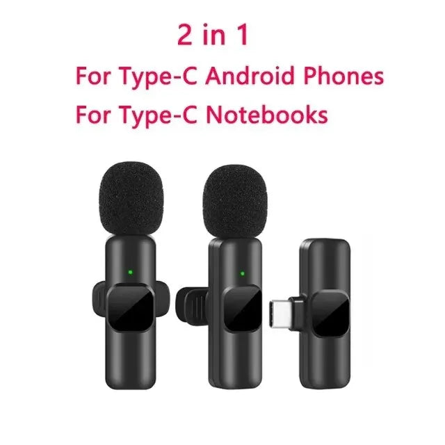 Wireless Lavalier Microphone Mini Mic for iPhone/Android Live Broadcast & Gaming