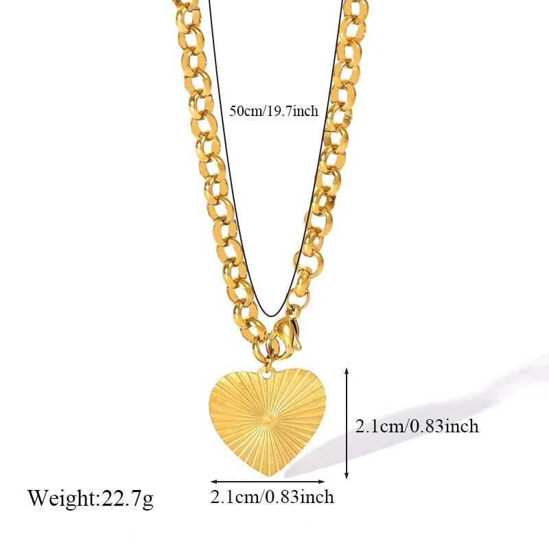 EILIECK 316L Stainless Steel Heart Love Pendant Necklace For Women Fashion 18K Gold Plated Neck Chain Waterproof Jewelry Gift