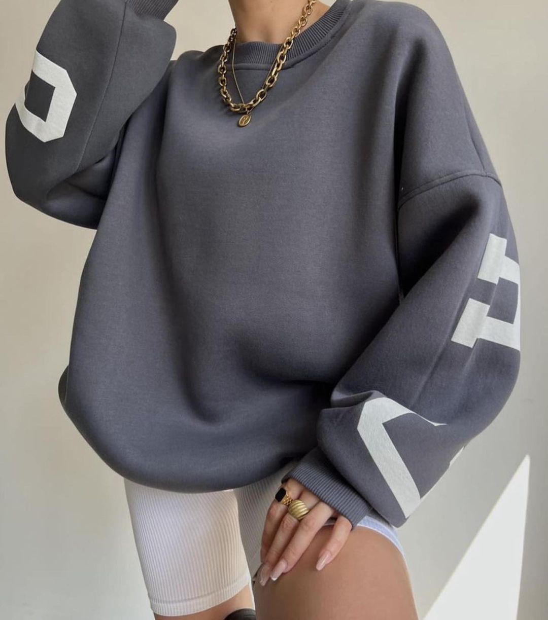 wsevypo Back Letters Print Oversized Sweatshirts Women Casual Thickened Warm Pullovers Long Sleeve Tops Autumn Winter Streetwear