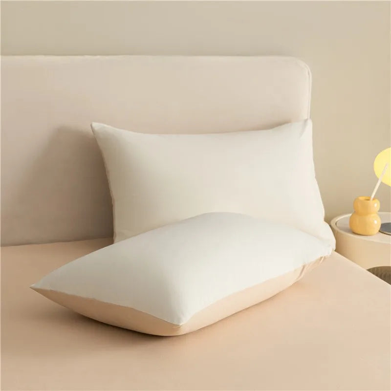 100%Brushed Cotton Solid Plain Reversible Duvet cover+2Pcs Pillowcases Twin Double Queen King size 3Pcs Soft Bedding set