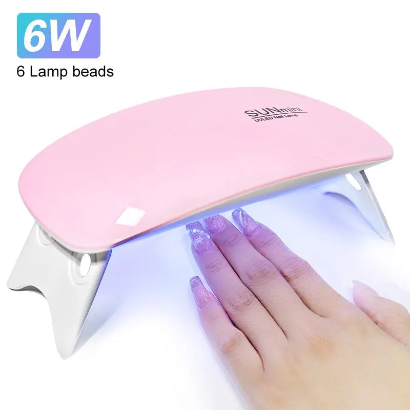 6W Mini Nail Dryer Machine Portable 6 LED UV Manicure Use Nail Lamp For Drying