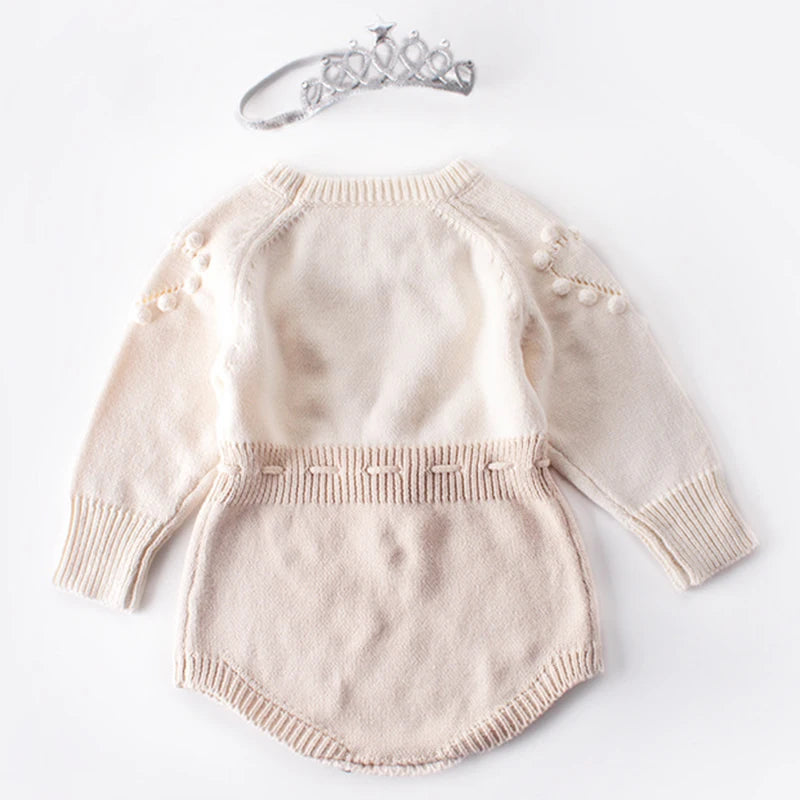 Spring Lovely Heart Jumpsuit Infant Baby Girl Knitted Clothes Love Romper Bodysuit Outfit Autumn Cotton Knitted Sweater Bodysuit