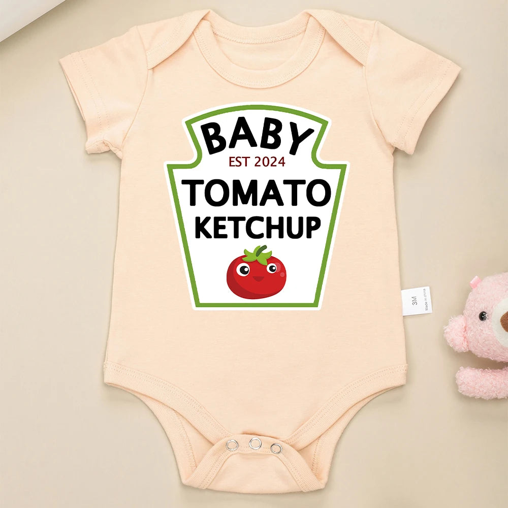 Funny Cute Baby Tomato Ketchup Bodysuit | 100% Cotton Newborn Boys & Girls Onesies