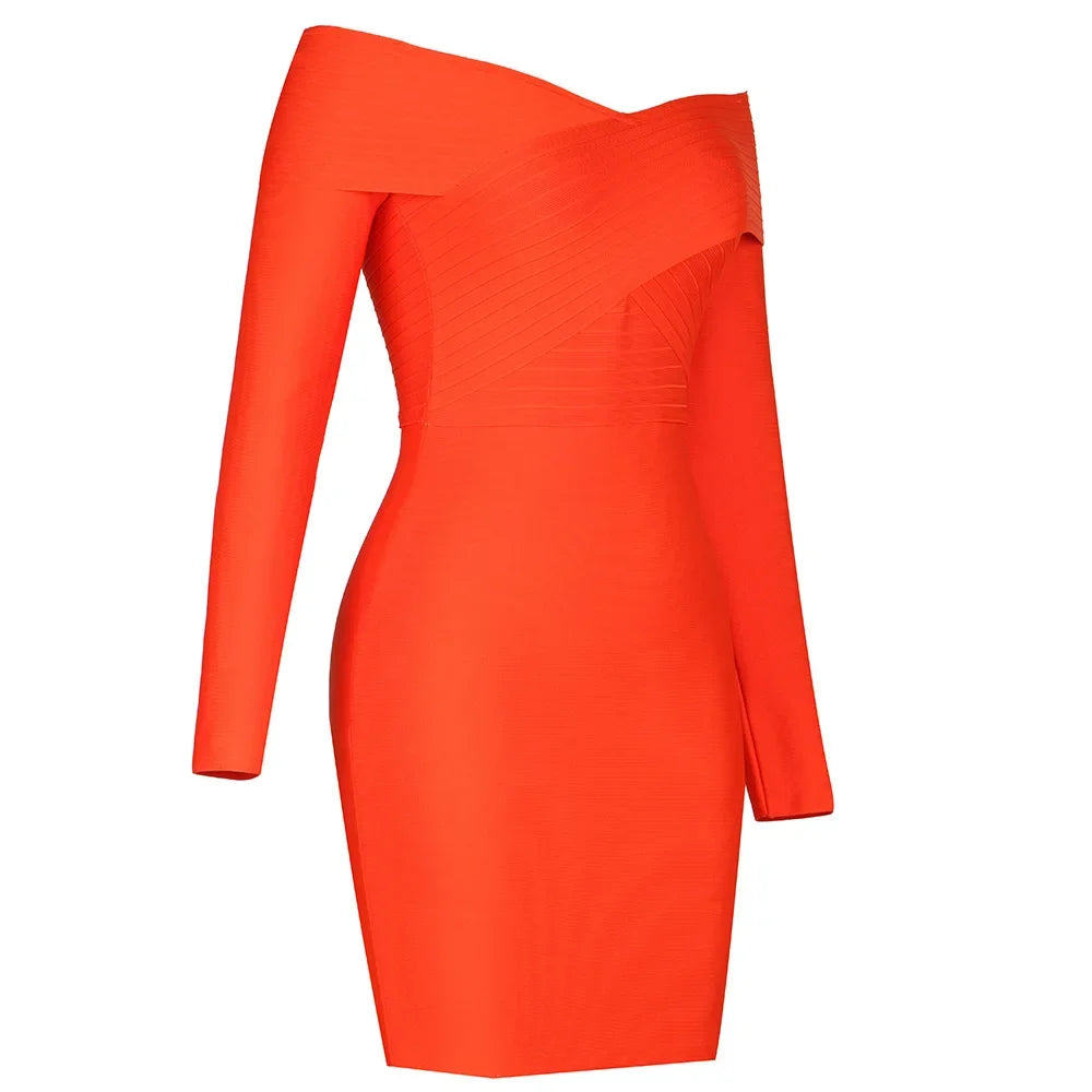 2022 New Autumn Winter Long Sleeve Striped V-Neck Sexy Tie Dress Amazon Best Seller Orange Color Independent Station Dress