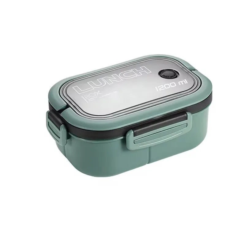 Portable Single/Double-Layer Lunch Box with Fork & Spoon - Food Preservation Box