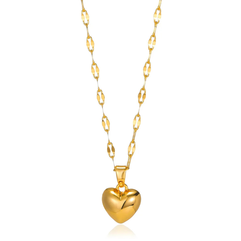 Multilayer Heart Necklaces For Women Stainless Steel Gold Color Evil Eye Pendant Chain Choker Necklace Wedding Jewerly Gift