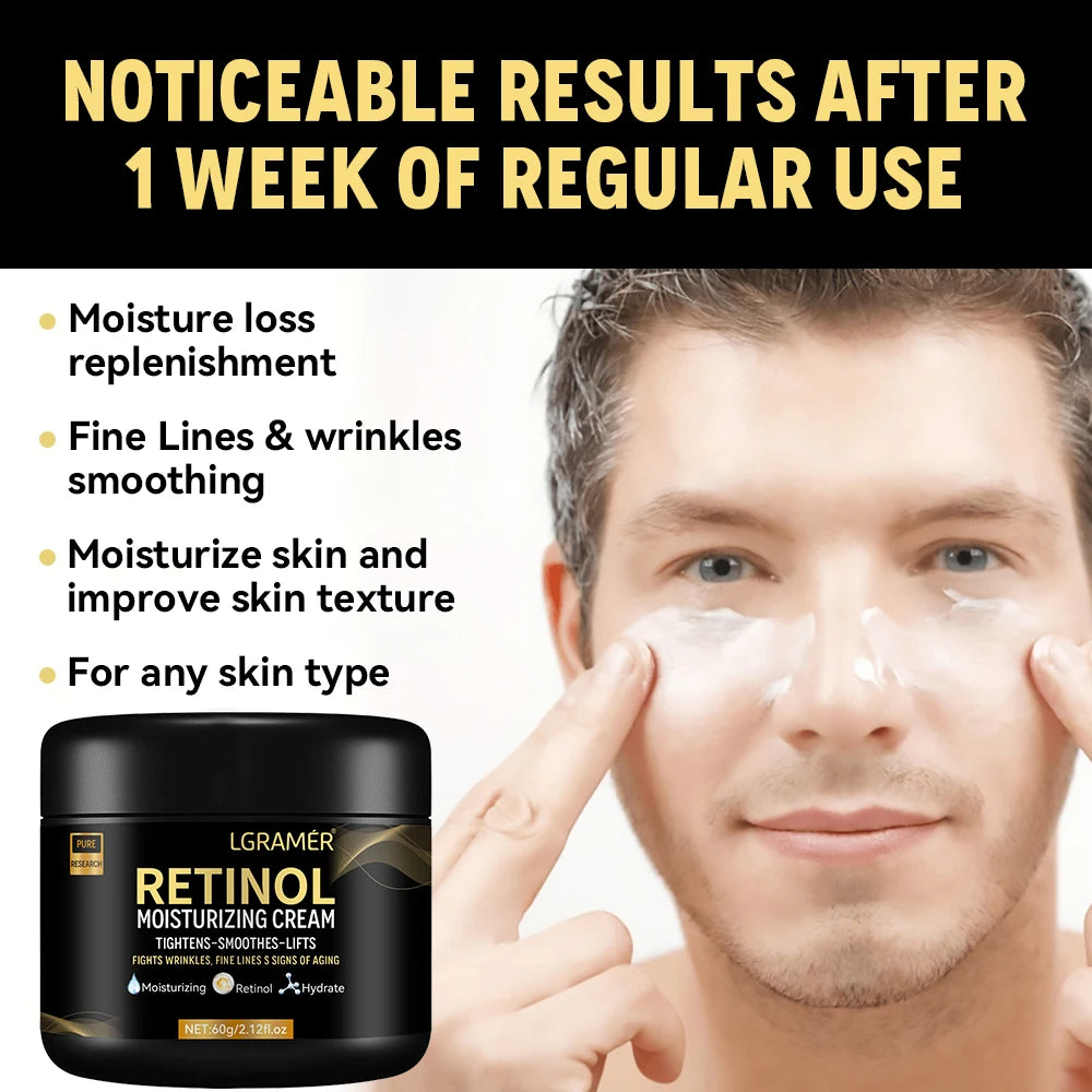 Men's Retinol Face Moisturizer Moisturizing Retinol Cream Anti-Wrinkle Aging Moisturizing Shrink Pores Whitening Smooth Retinol