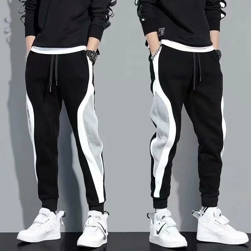 Men's Sports Pants Spring Autumn Male Loose Fitting Leggings Patchwork Running