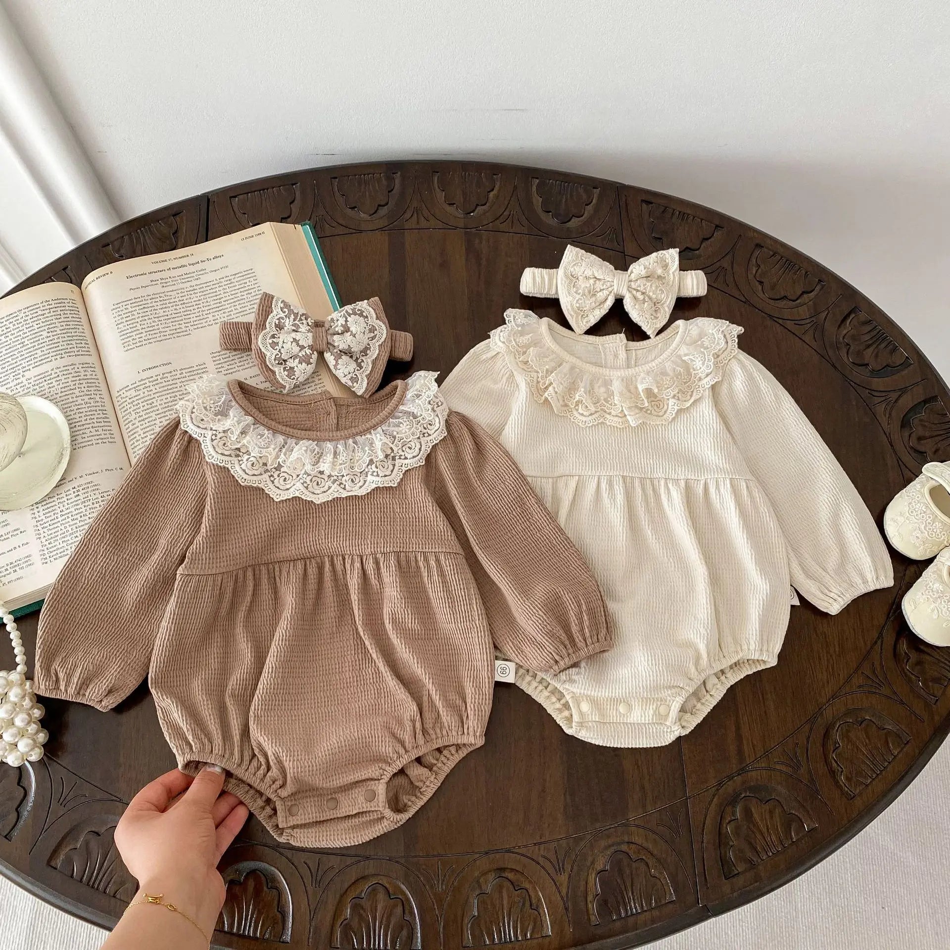 2PCS MILANCEL Spring Baby Clothes Lace Collar Infant Bodysuit One Piece Toddler Cute Princess Outfit Clothing for Newborns